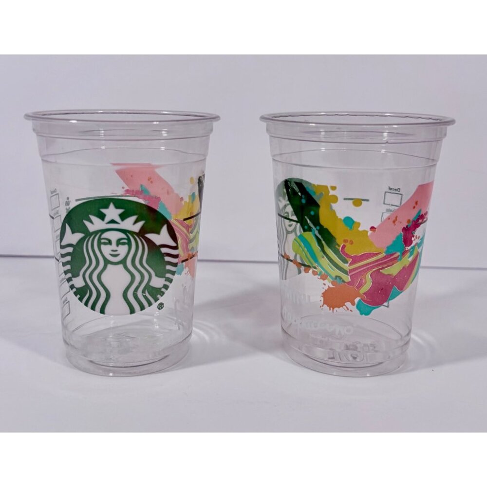Starbucks Summer 2016 Mini Frappuccino Disposable Cold Cups 10oz Watercolor Desi